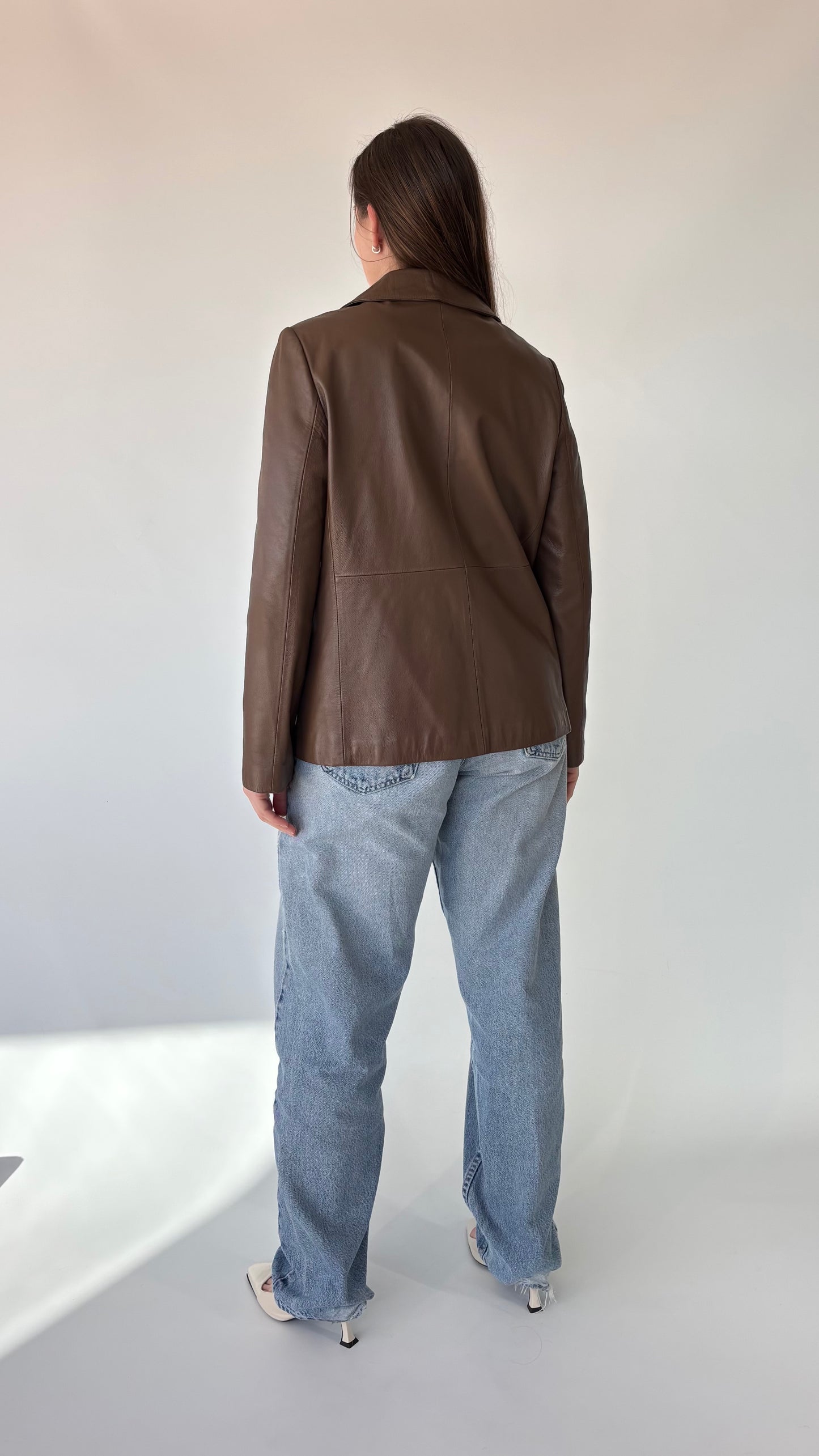FNS Korean Vintage Leather Jacket Brown (10-12)