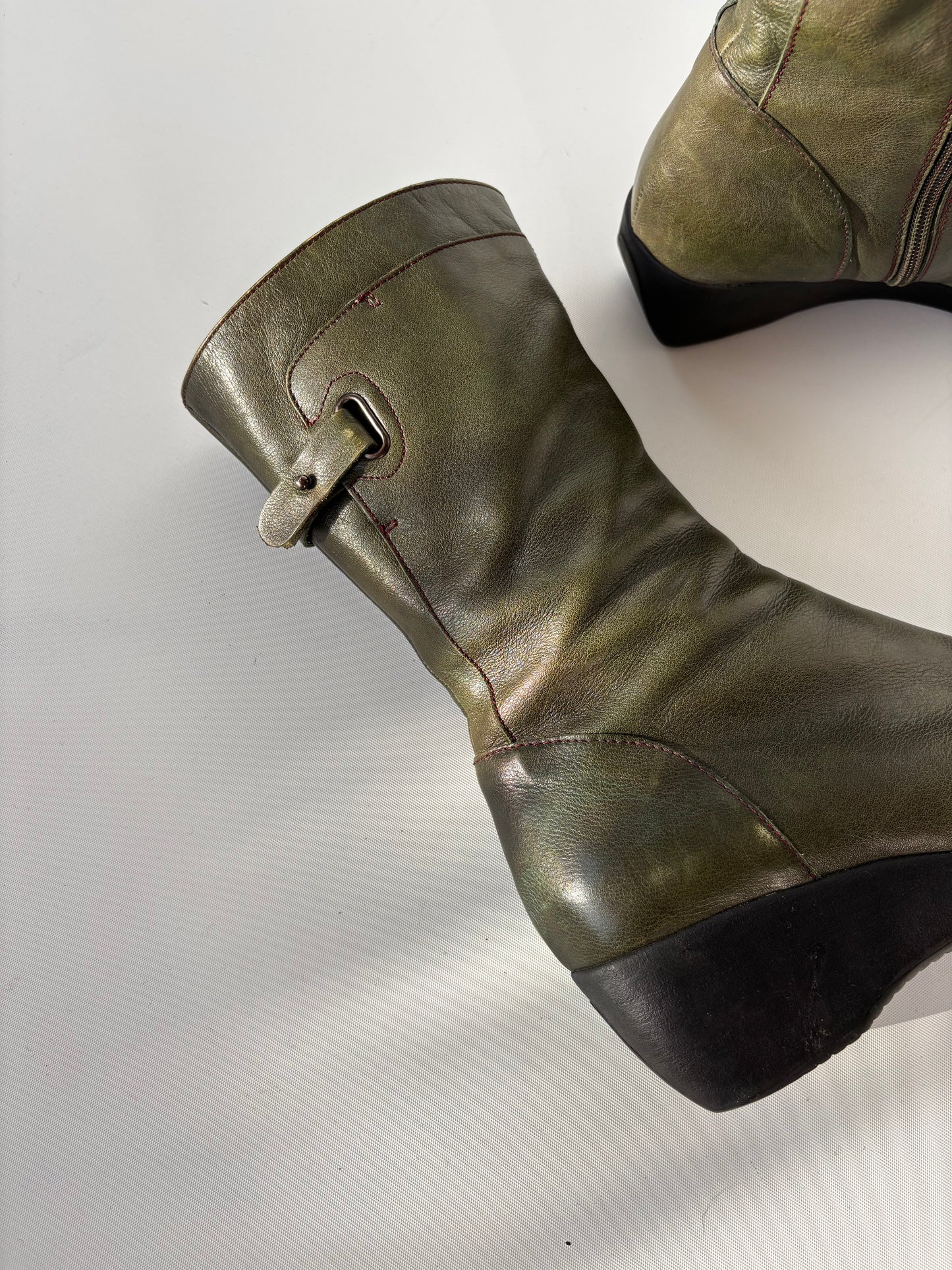 Paco Herrero Olive Leather Boots