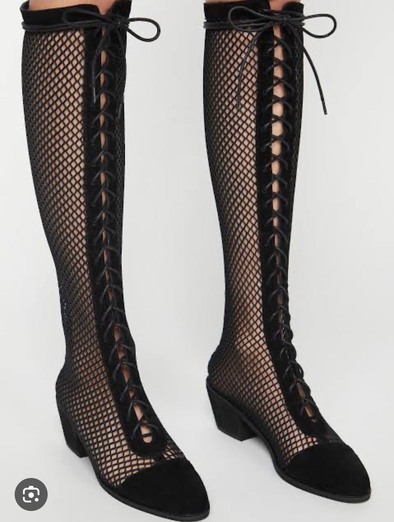 Jeffrey Campbell Leather Mesh Lace up Boots (9/9.5)