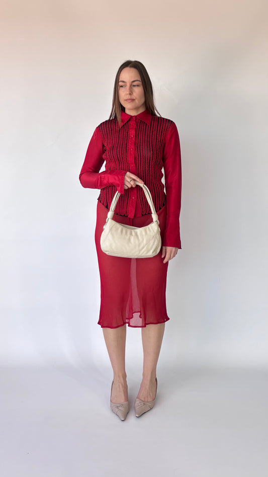 Obstinée Silk Ribboned Mesh Shirt (6-8)