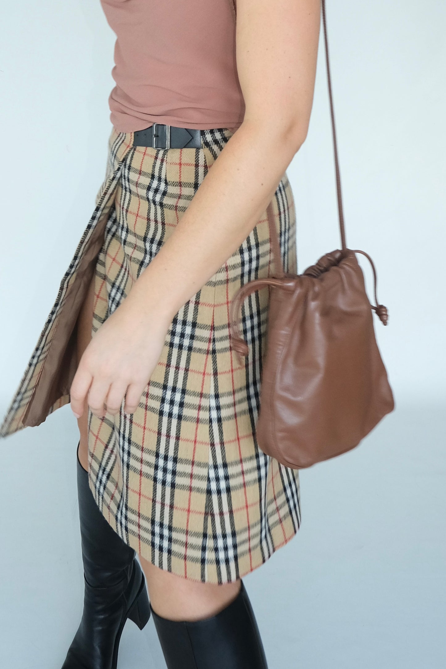 Walnut Leather Cinch Bag