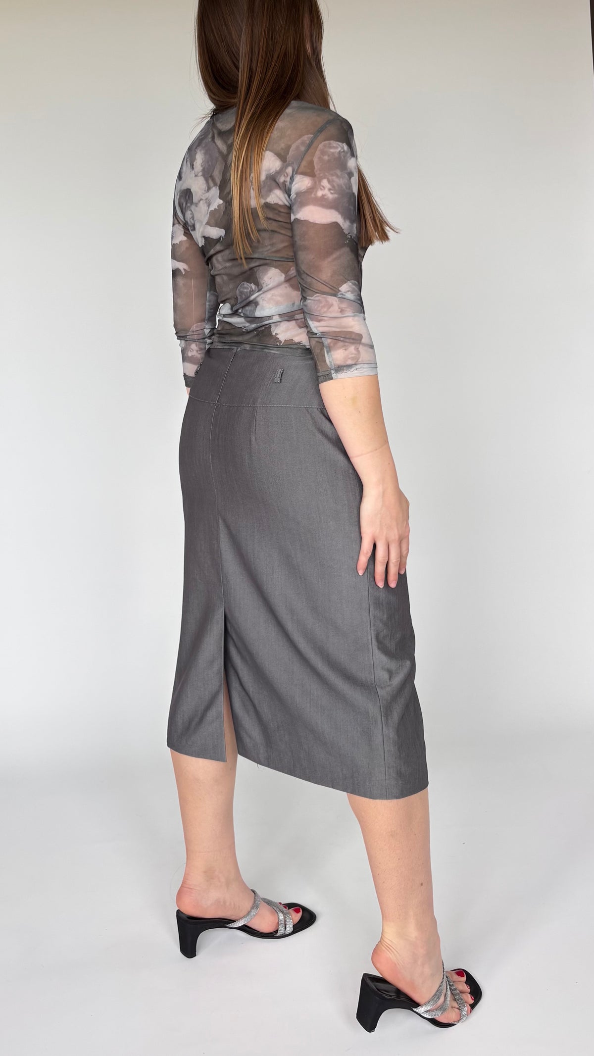 Basler Silver Wool Skirt (10-12)