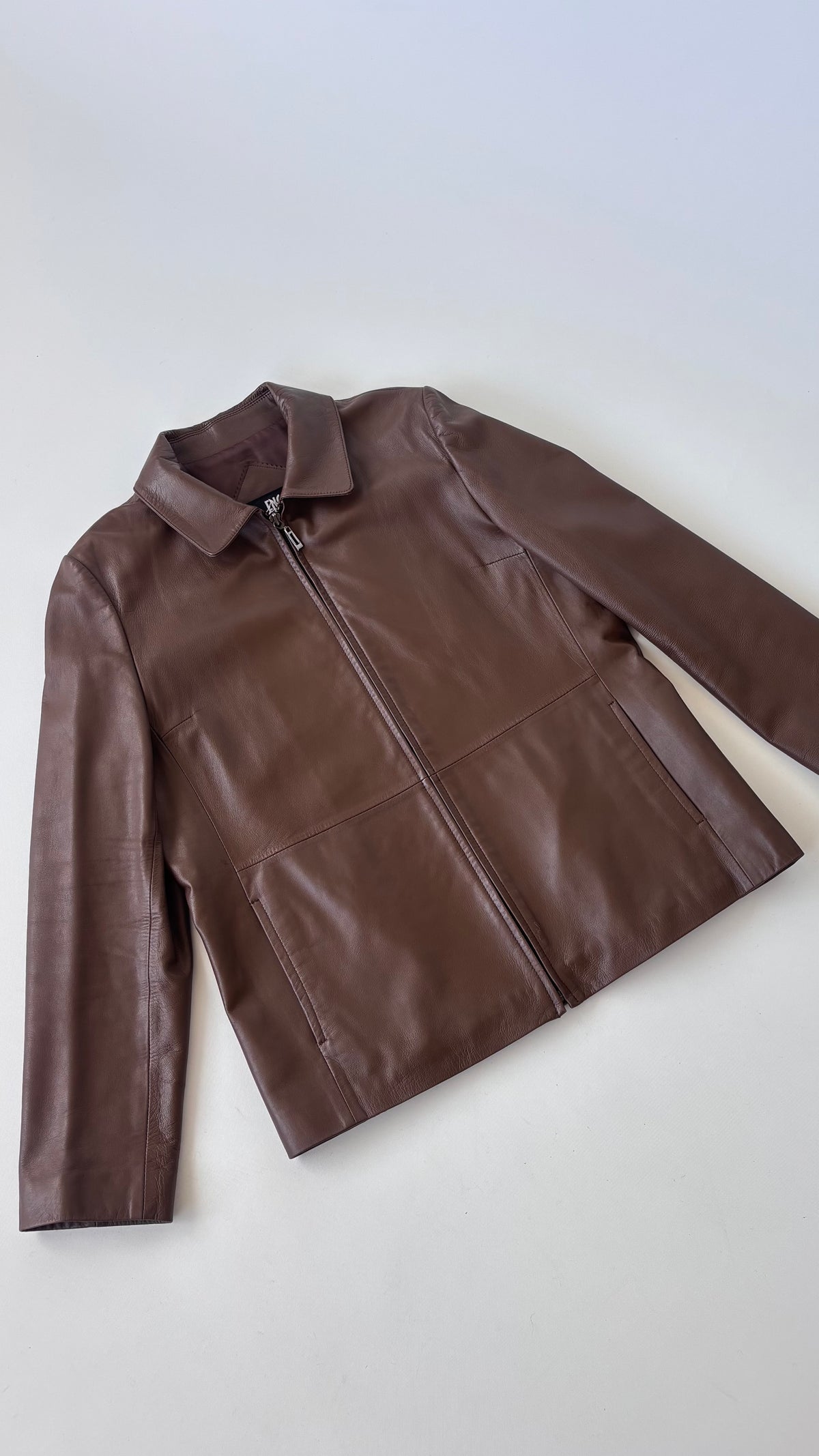 FNS Korean Vintage Leather Jacket Brown (10-12)