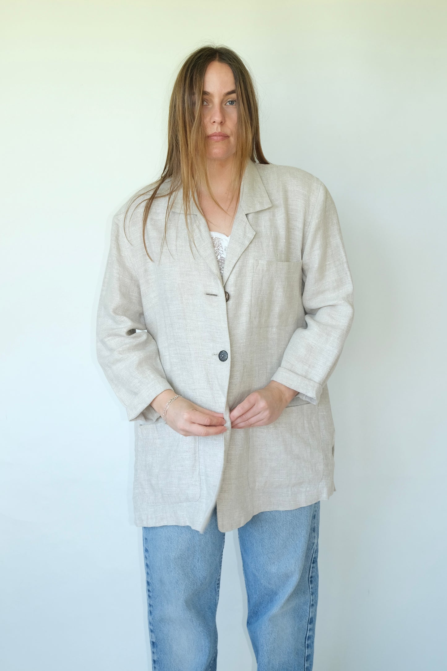 Avocado Linen Shirt Jacket