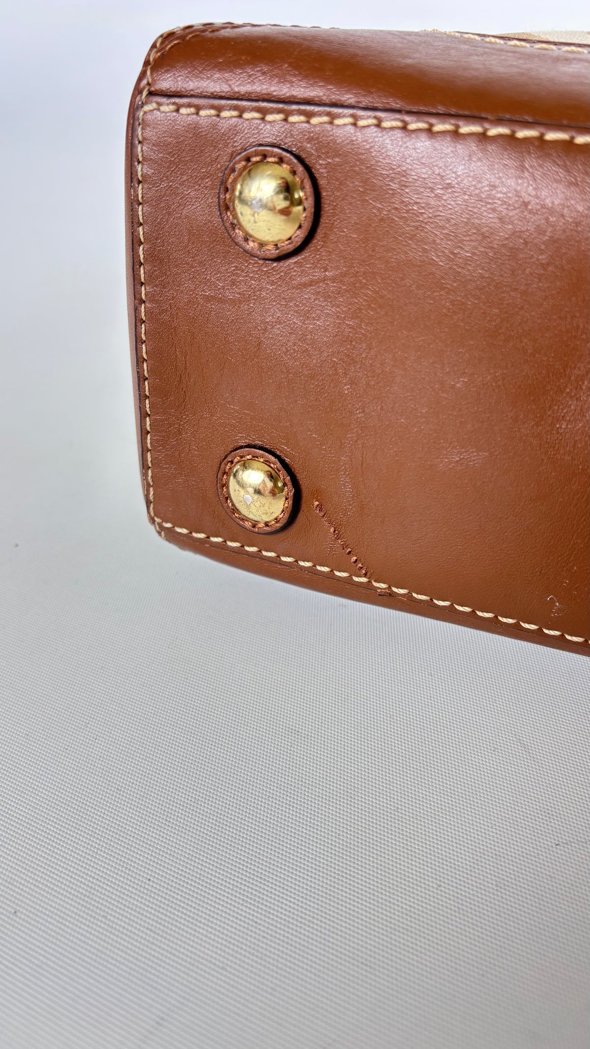 Vintage Coach Signature Braided Leather Satchel Bag