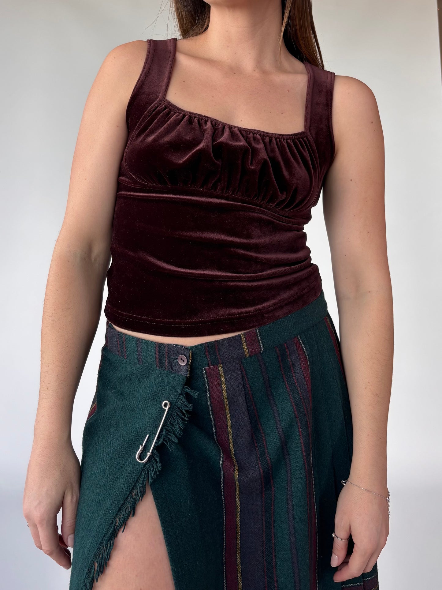 Velvet Ruched front Top