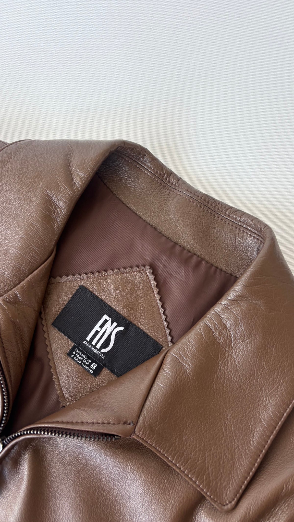 FNS Korean Vintage Leather Jacket Brown (10-12)