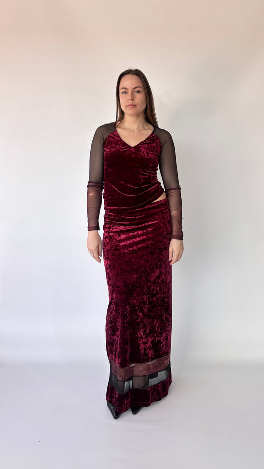 Bisou Bisou Velvet Mesh Skirt Set (8-10)