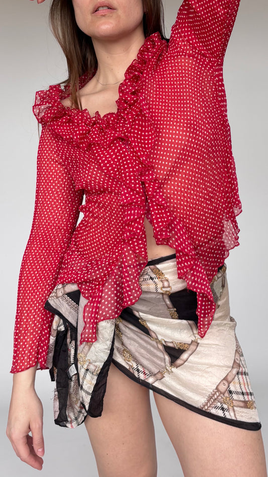 Simplicity Pleats Polkadot Top