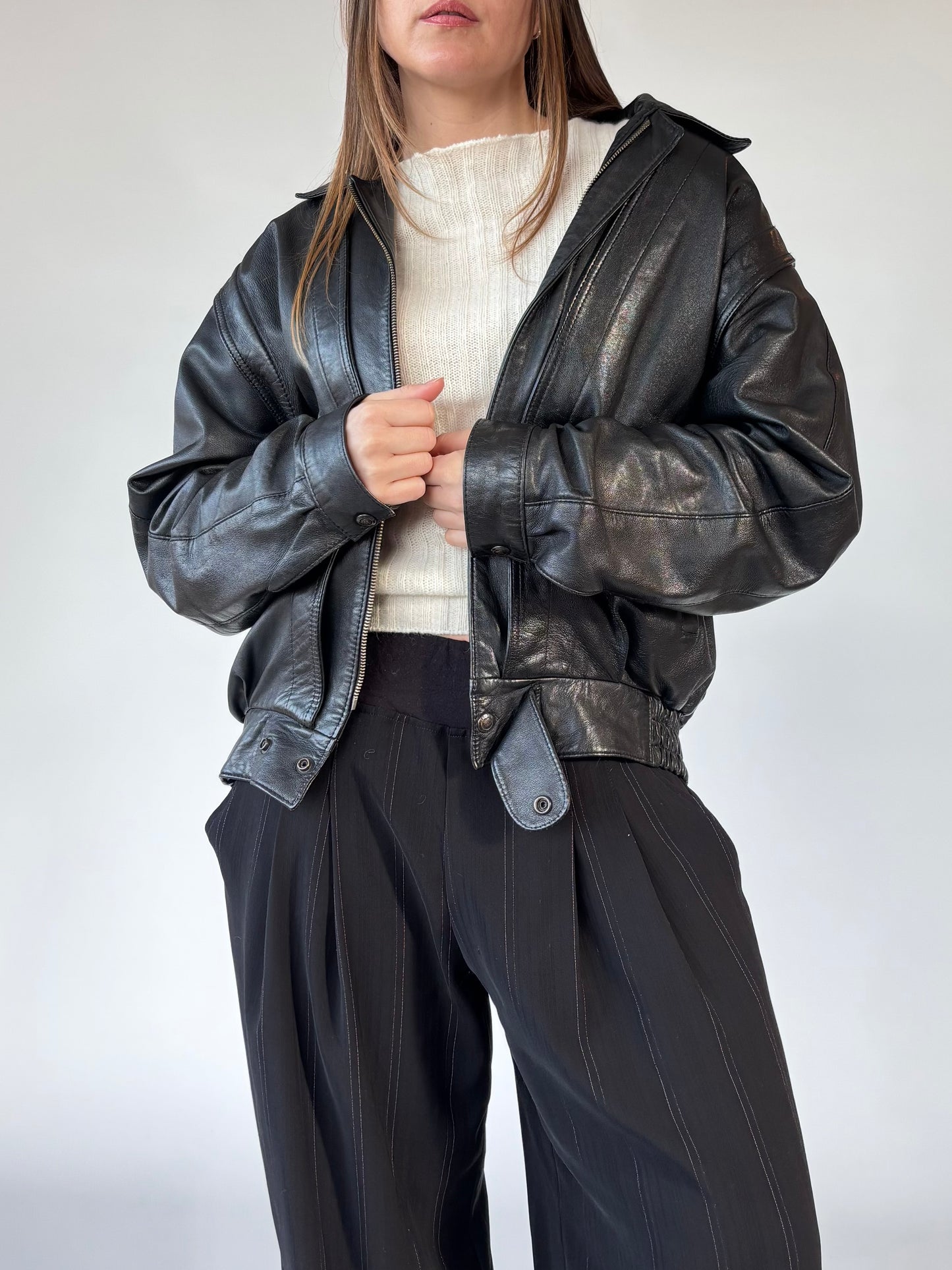 Frantik 90’s Leather Bomber Jacket