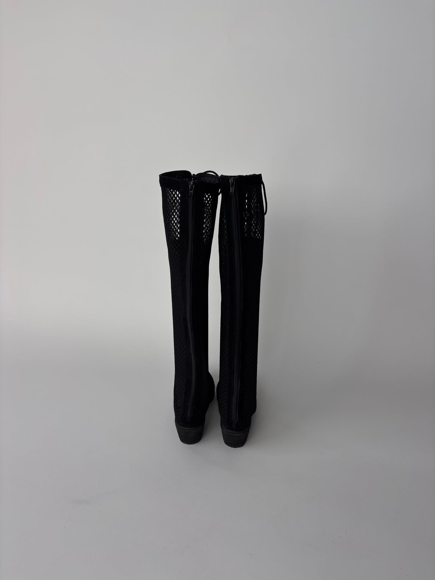 Jeffrey Campbell Leather Mesh Lace up Boots (9/9.5)