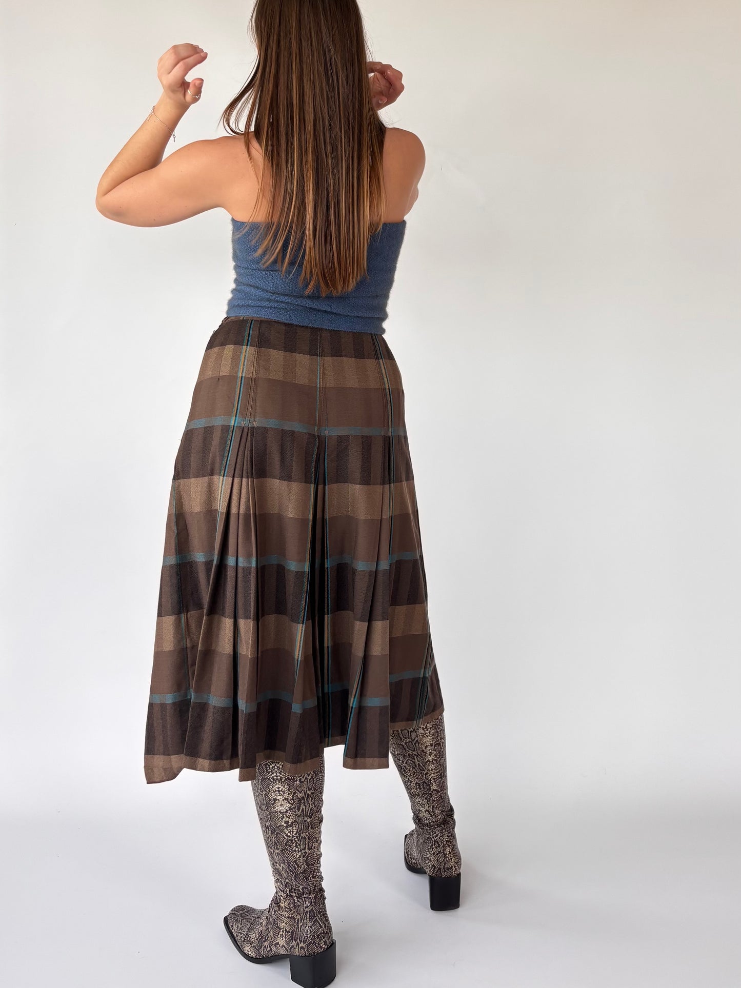 Stylemaster Wool Pleated Check Skirt (8-12)