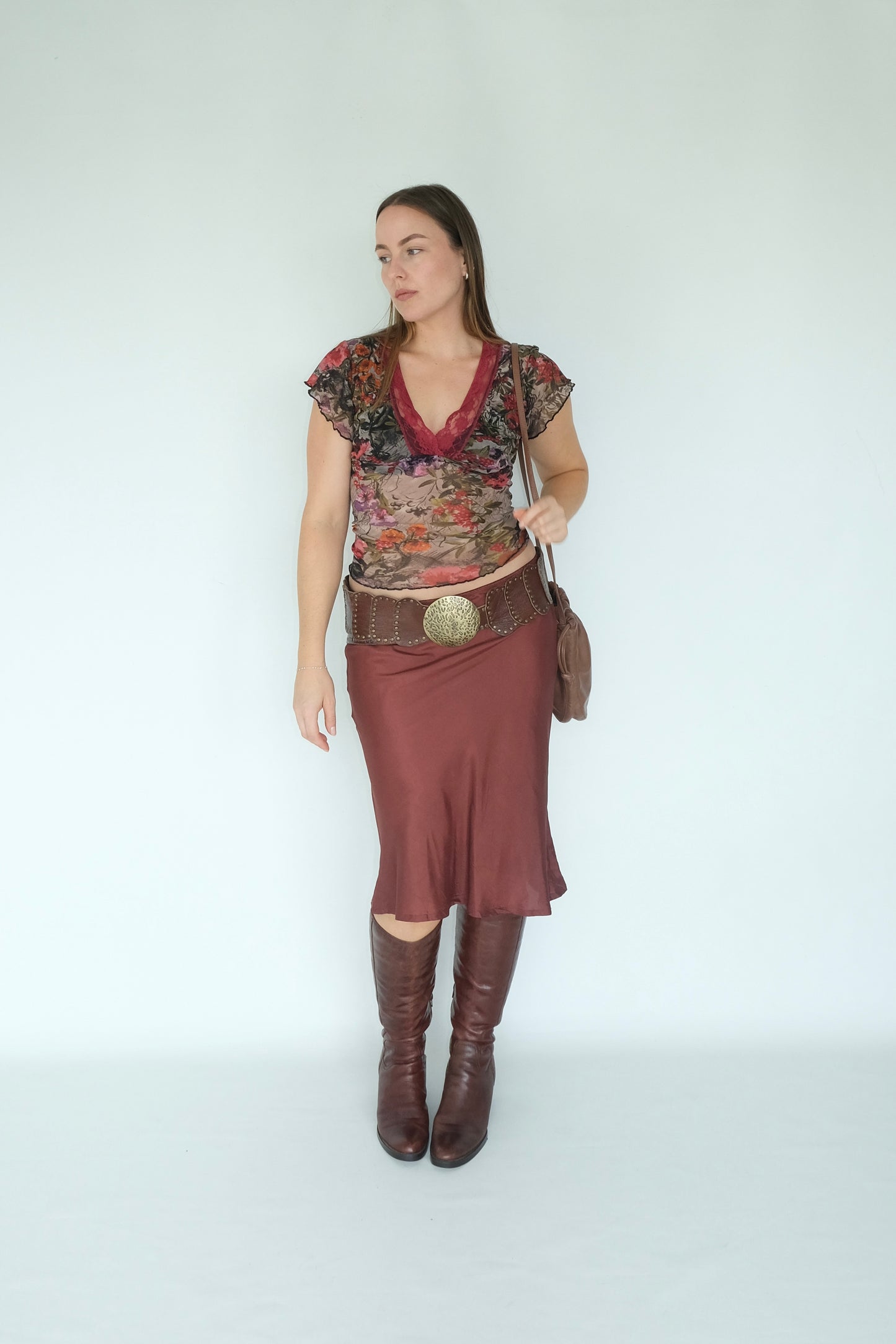 Red Head Floral Lace Top