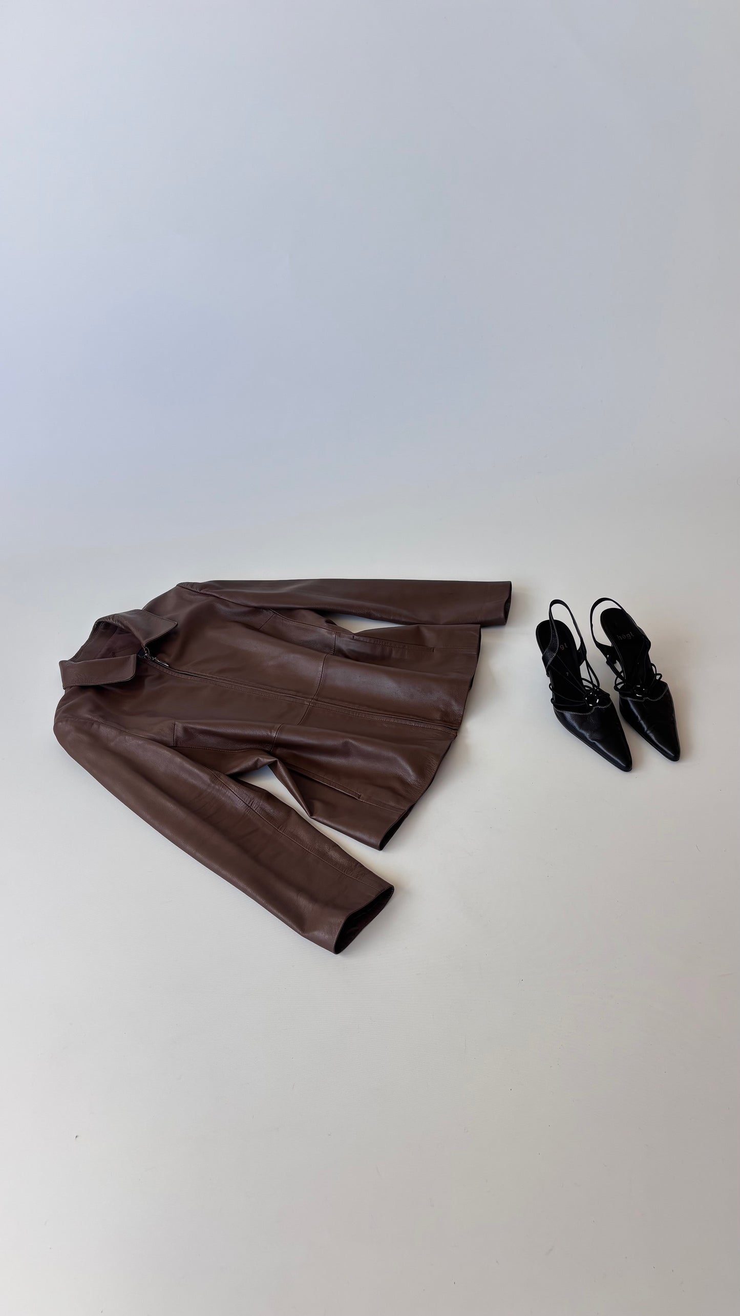FNS Korean Vintage Leather Jacket Brown (10-12)