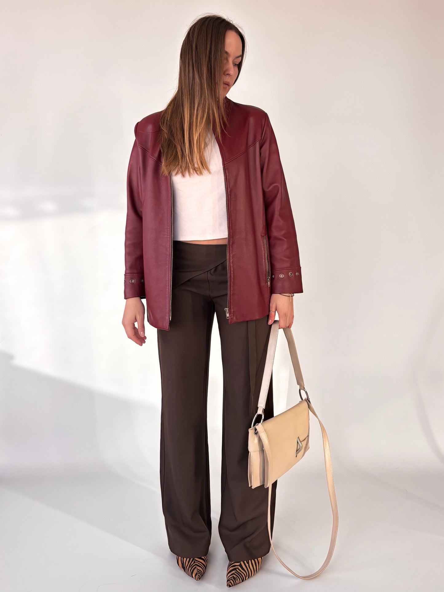 Jennie Field Mulberry Leather Moto Jacket (8-12)