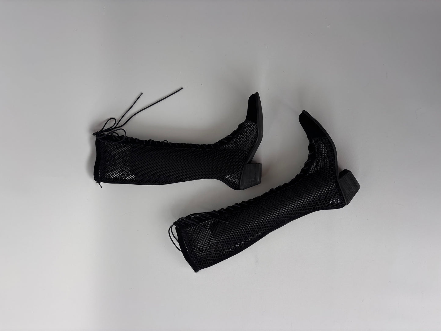 Jeffrey Campbell Leather Mesh Lace up Boots (9/9.5)