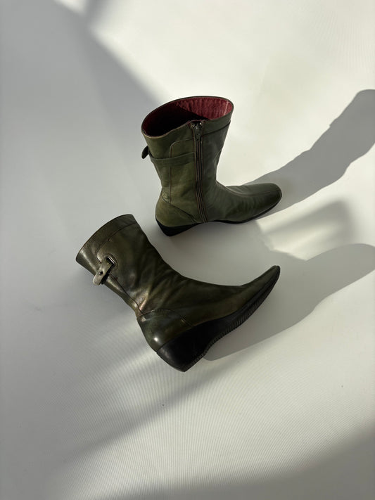 Paco Herrero Olive Leather Boots