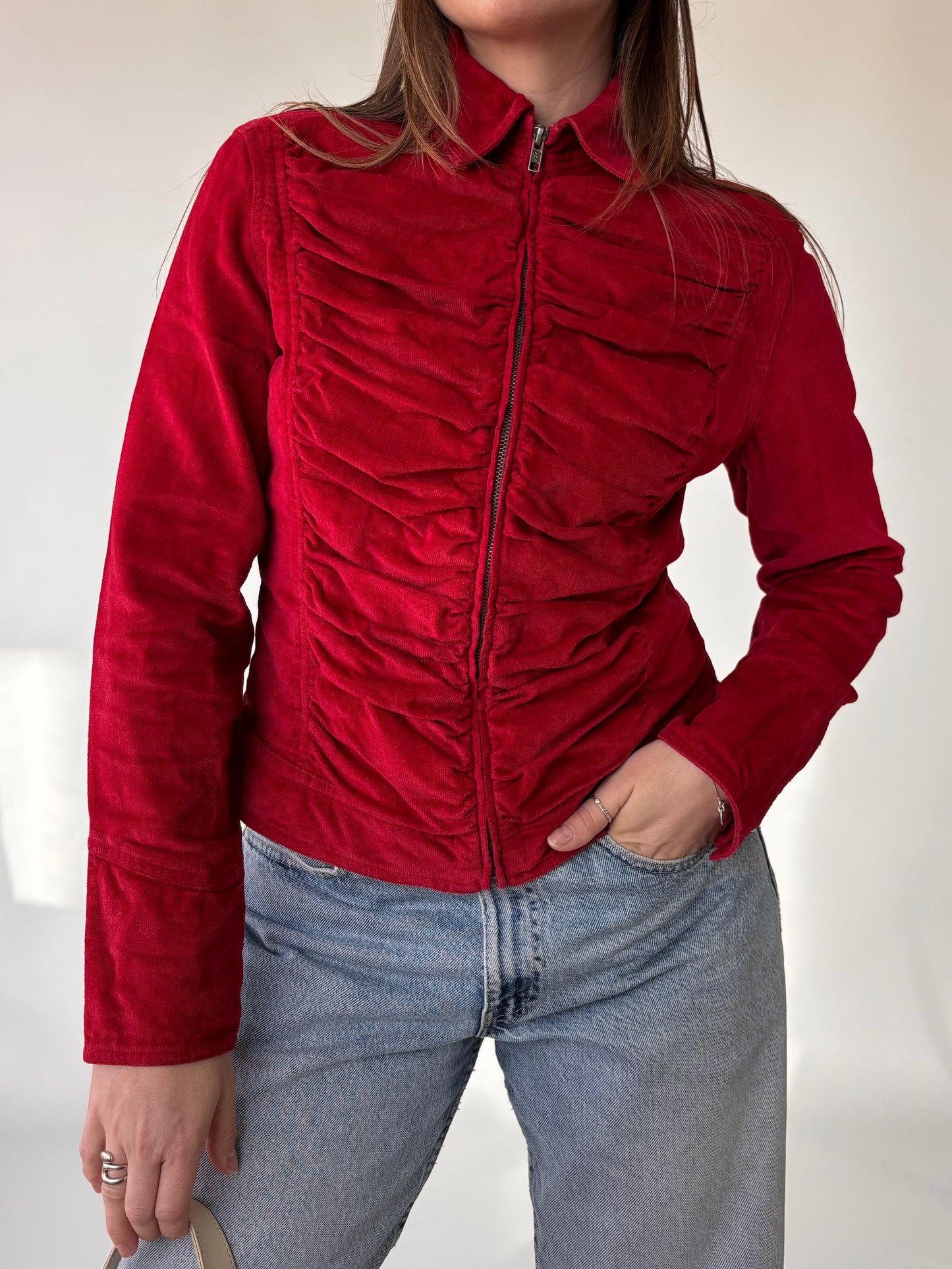 Newport Ruby Ruched Velvet Jacket (8-12)