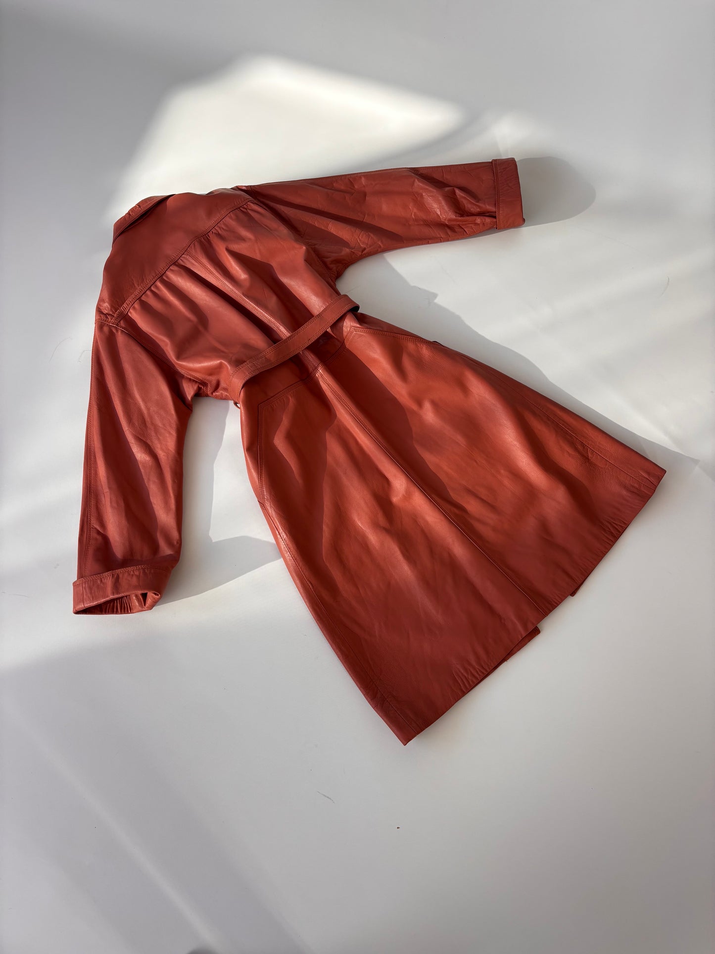 Salmon Genuine leather Trench Coat (8-14)