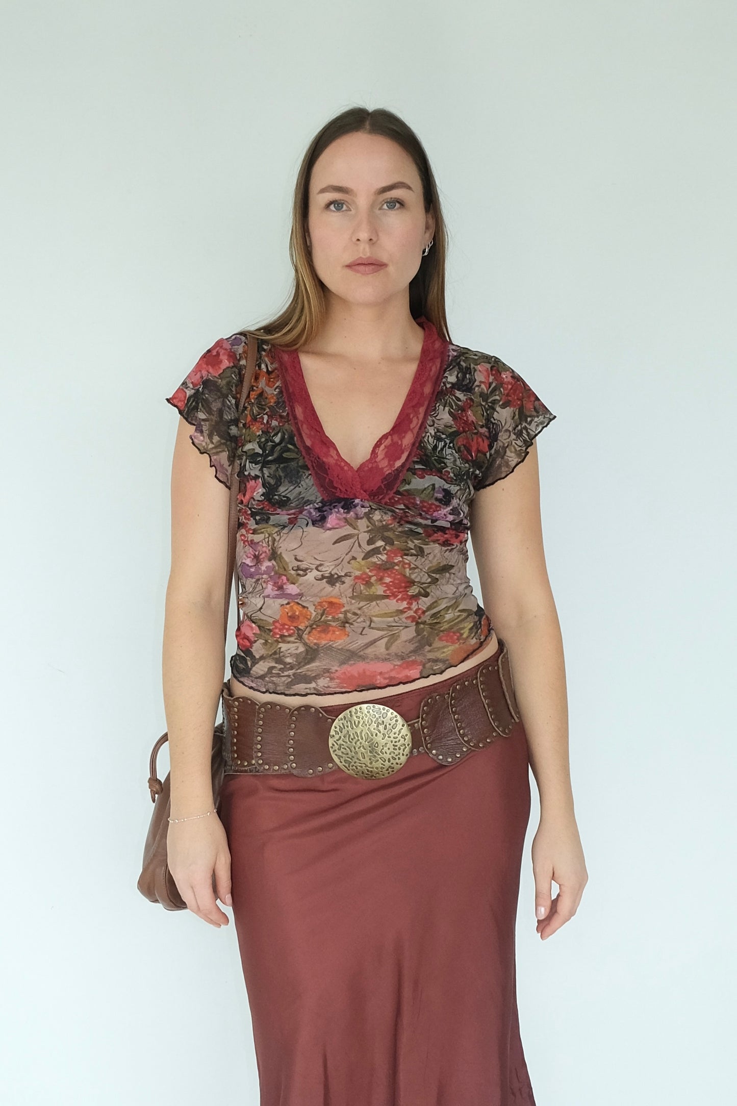 Red Head Floral Lace Top
