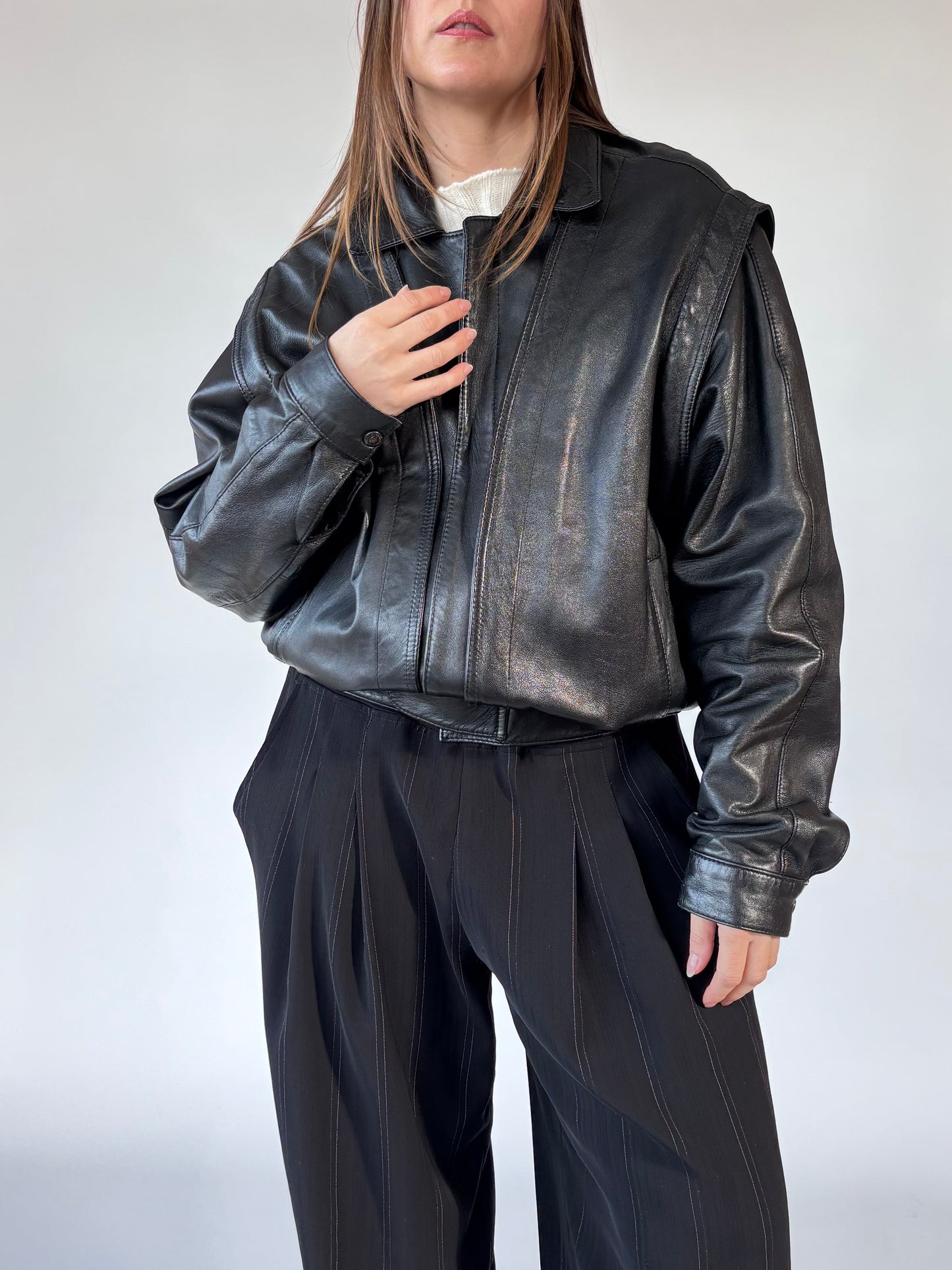 Frantik 90’s Leather Bomber Jacket