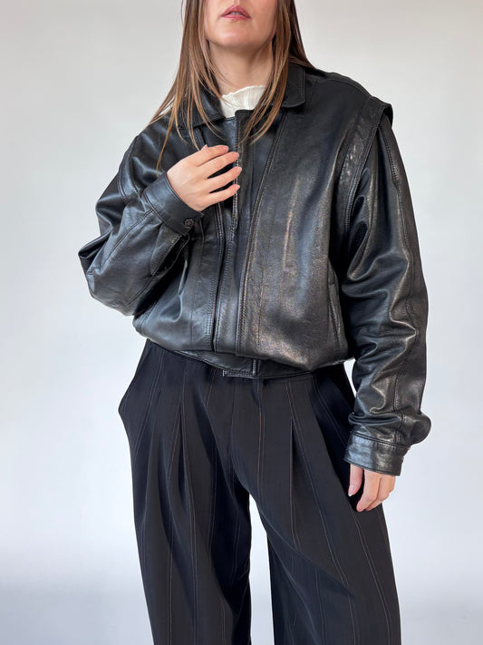 Frantik 90’s Leather Bomber Jacket