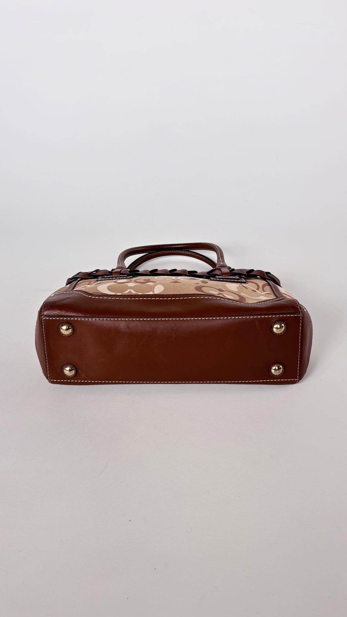 Vintage Coach Signature Braided Leather Satchel Bag