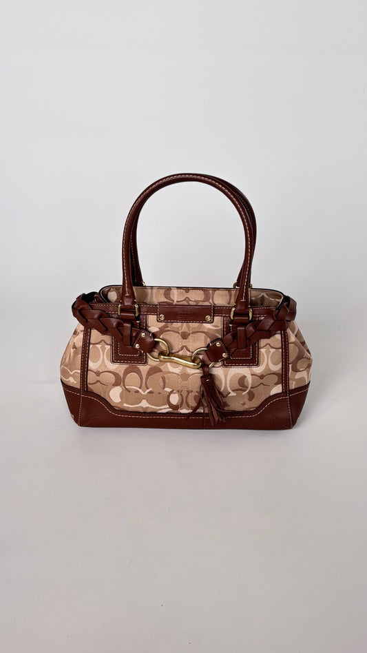 Vintage Coach Signature Braided Leather Satchel Bag