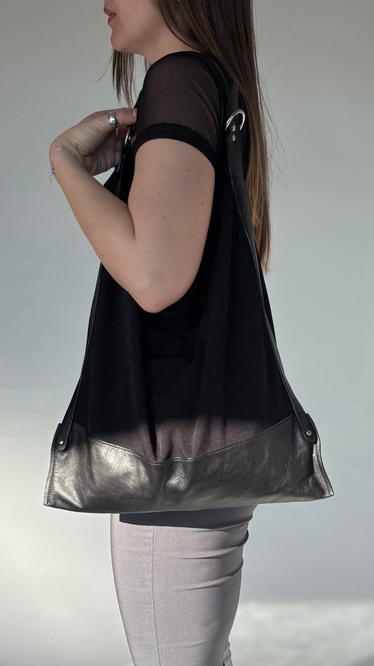 Molly N Leather Canvas Bag