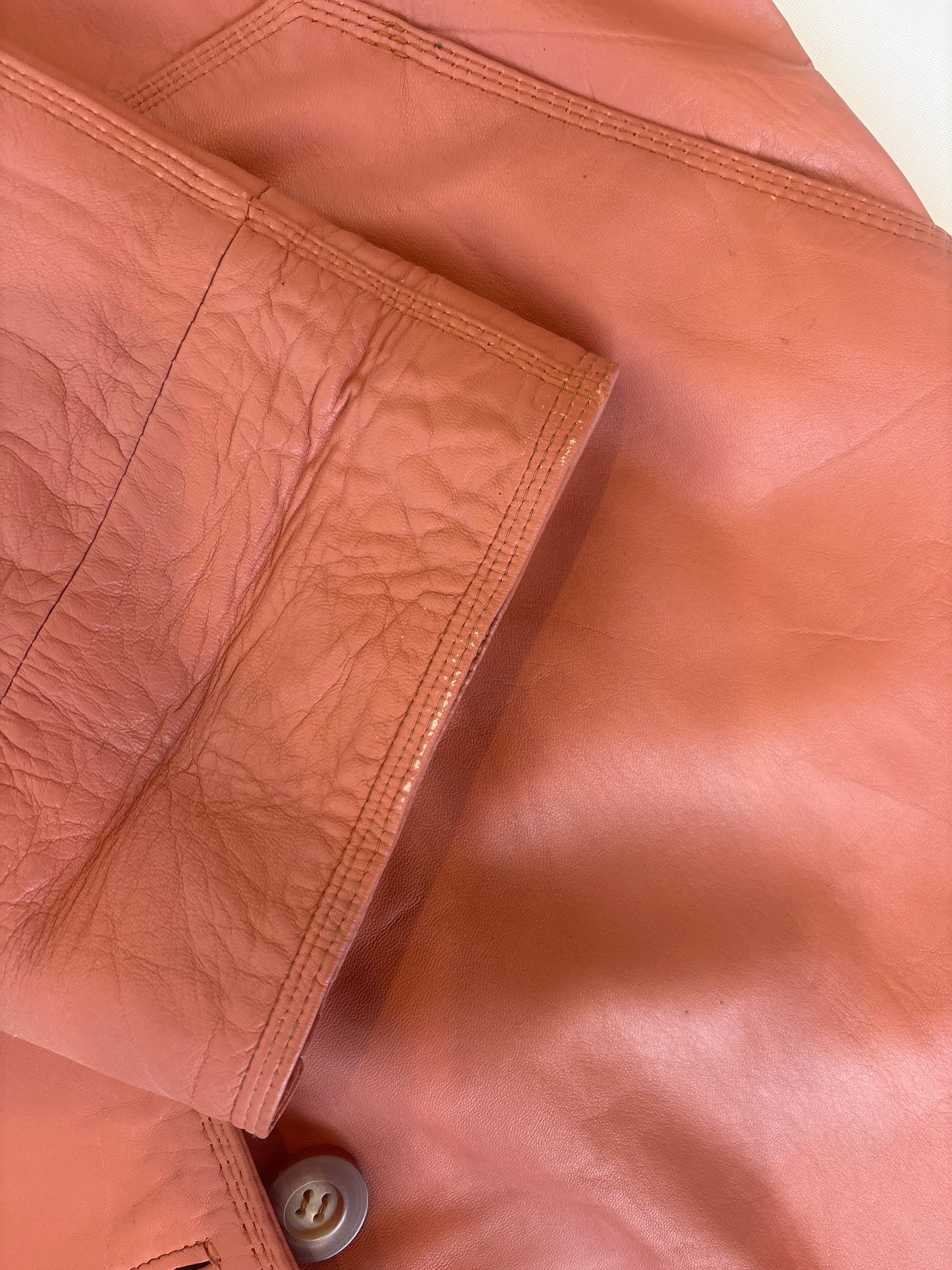 Salmon Genuine leather Trench Coat (8-14)