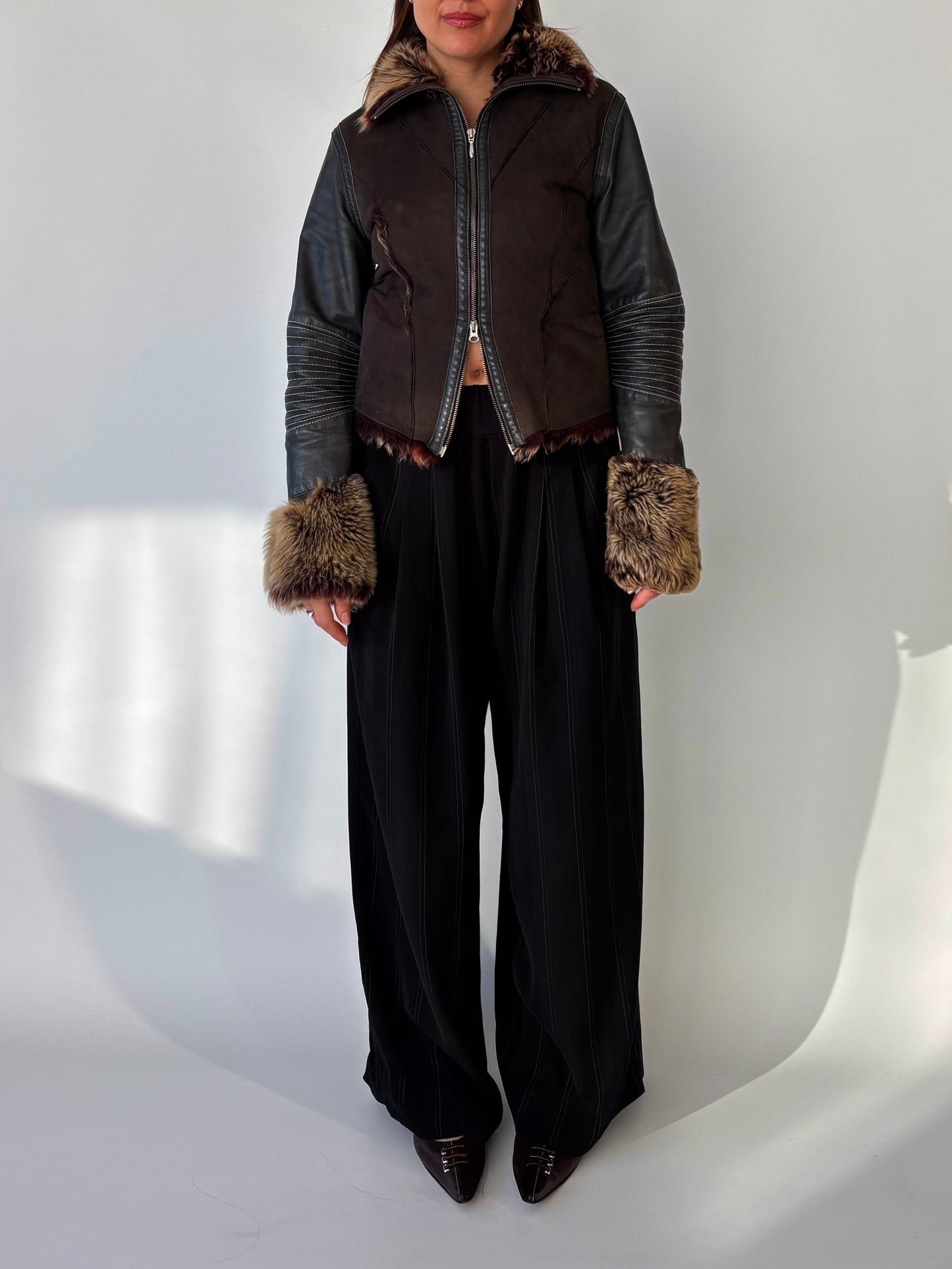 Firetrap Leather Faux Fur Jacket