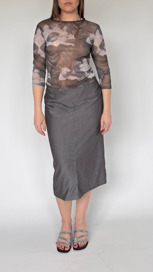 Basler Silver Wool Skirt (10-12)