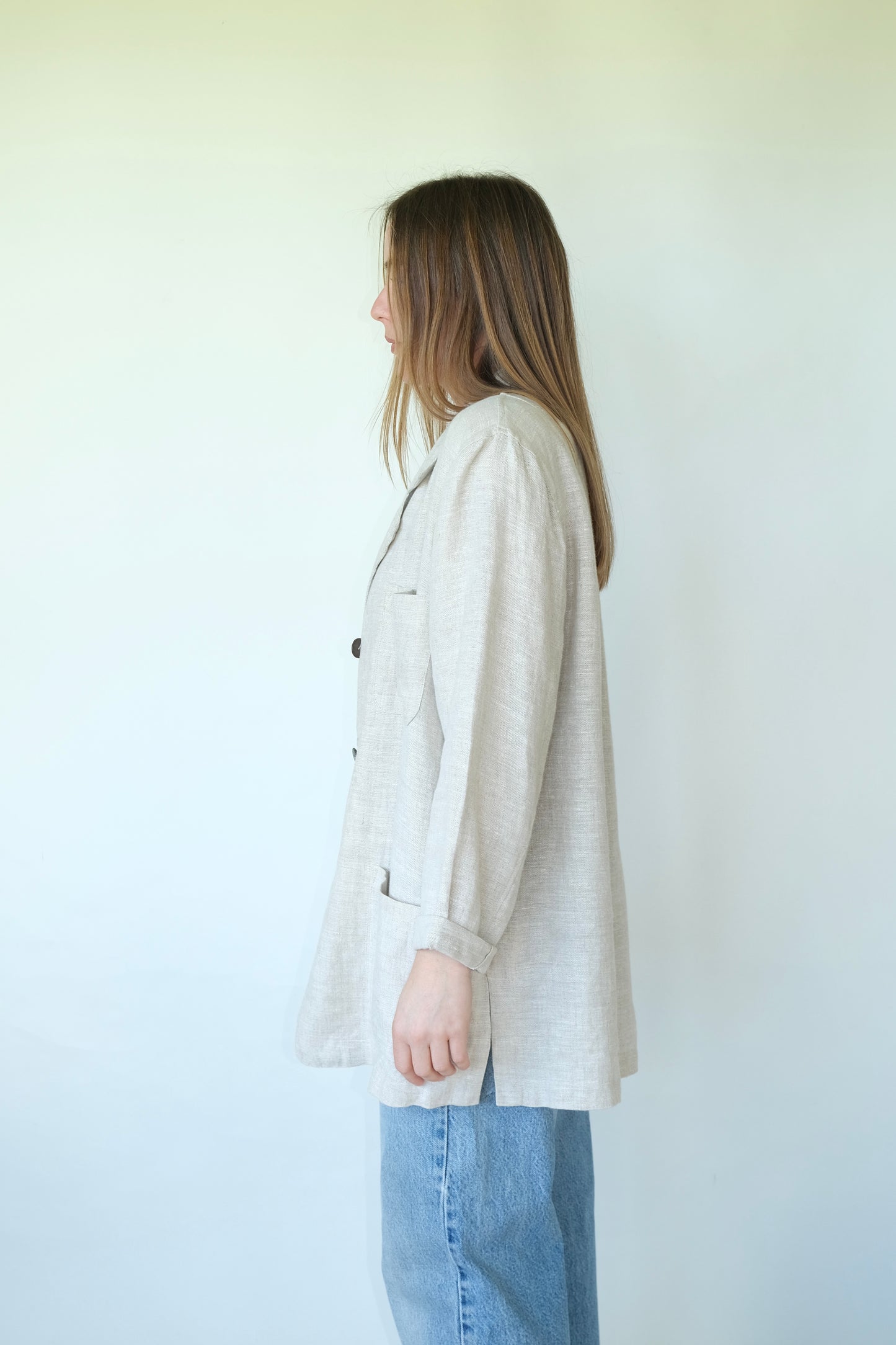 Avocado Linen Shirt Jacket