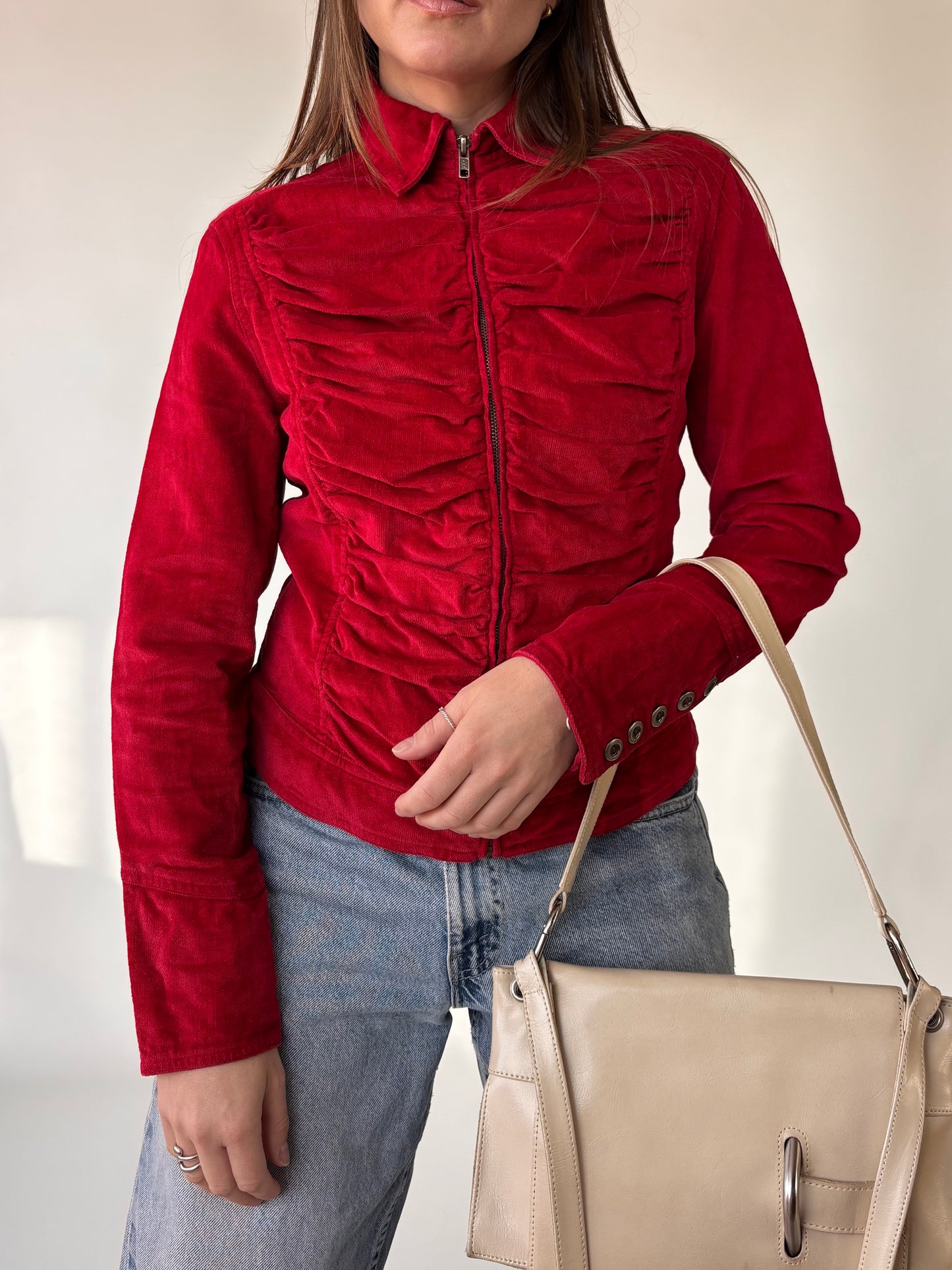Newport Ruby Ruched Velvet Jacket (8-12)