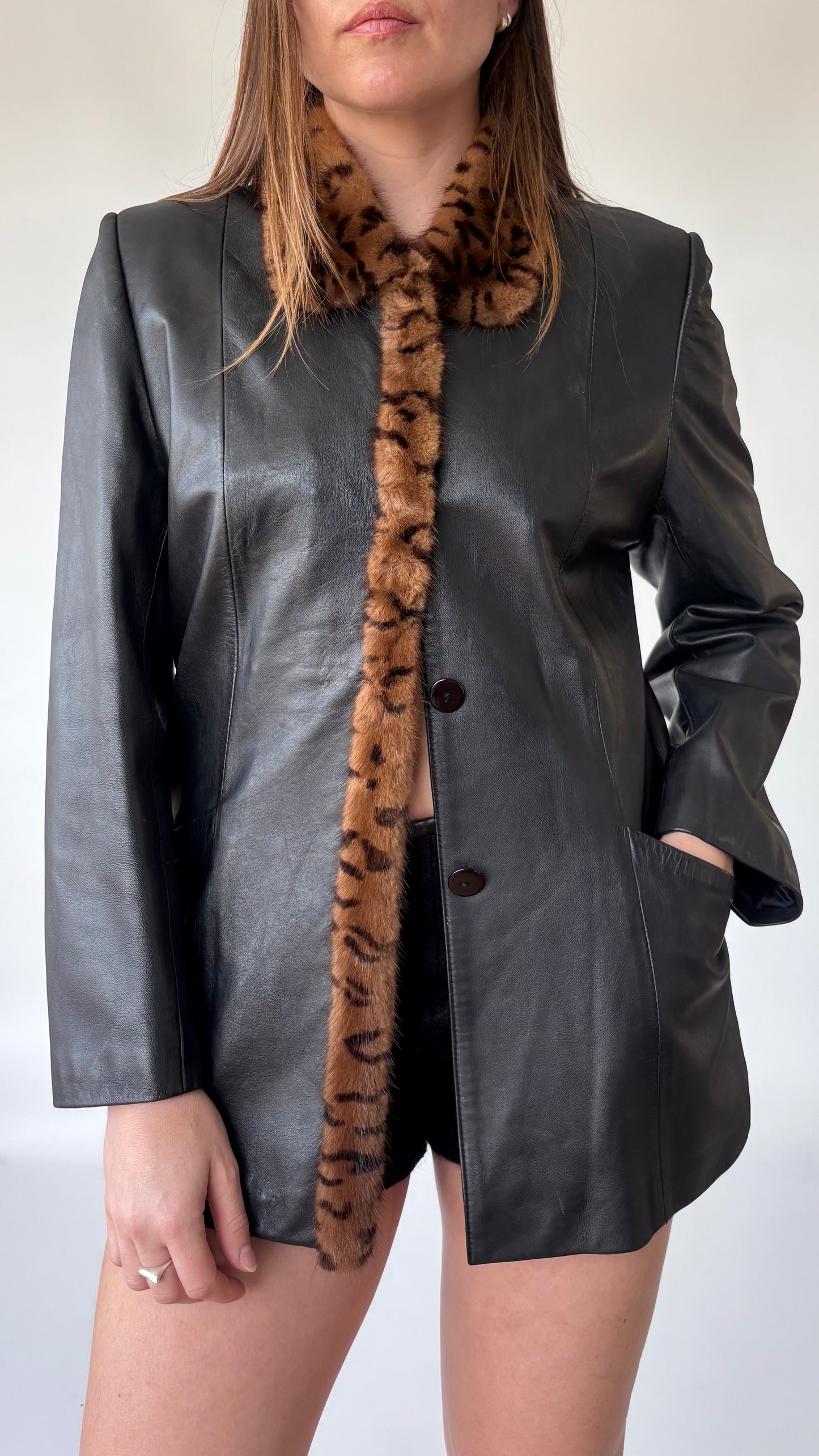 Aobao Mink Fur Leather Jacket (6-10)