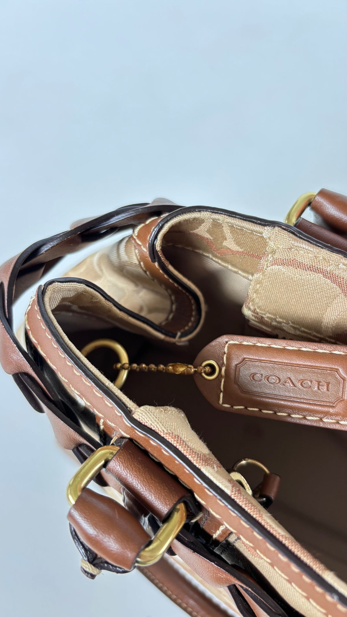 Vintage Coach Signature Braided Leather Satchel Bag