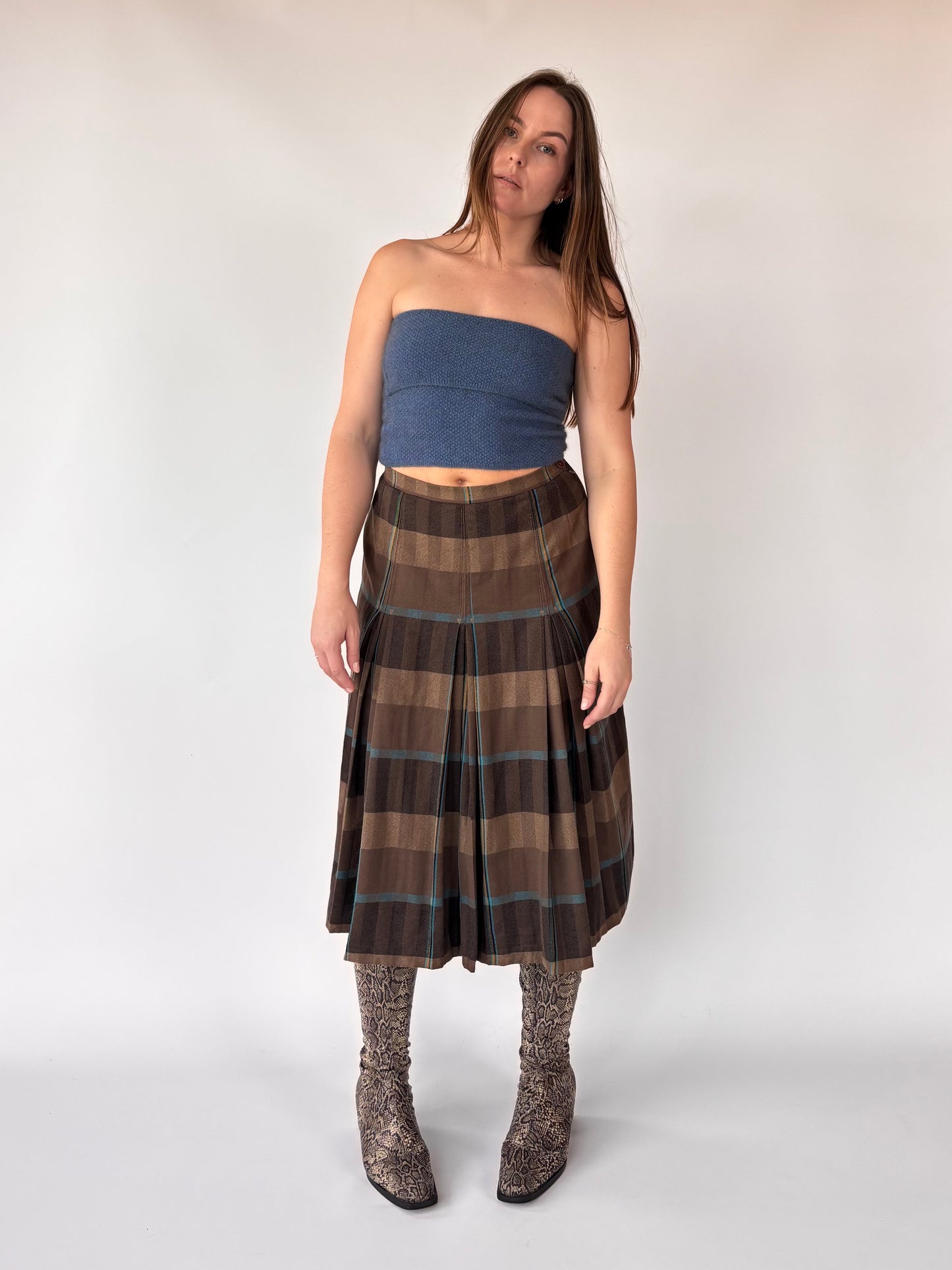 Stylemaster Wool Pleated Check Skirt (8-12)