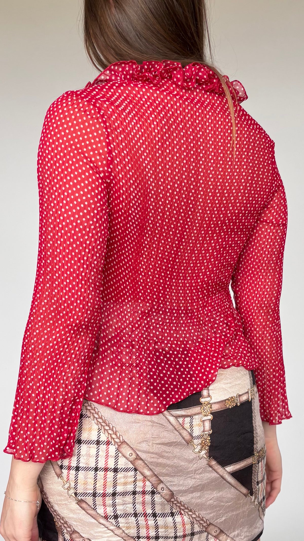 Simplicity Pleats Polkadot Top